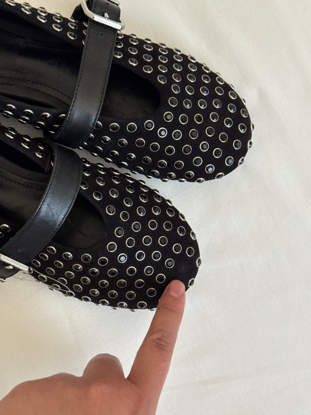 SCHUTZ Eiza Shine ballet Flats in Nubuck Black size 6.5 - Picture 7 of 8